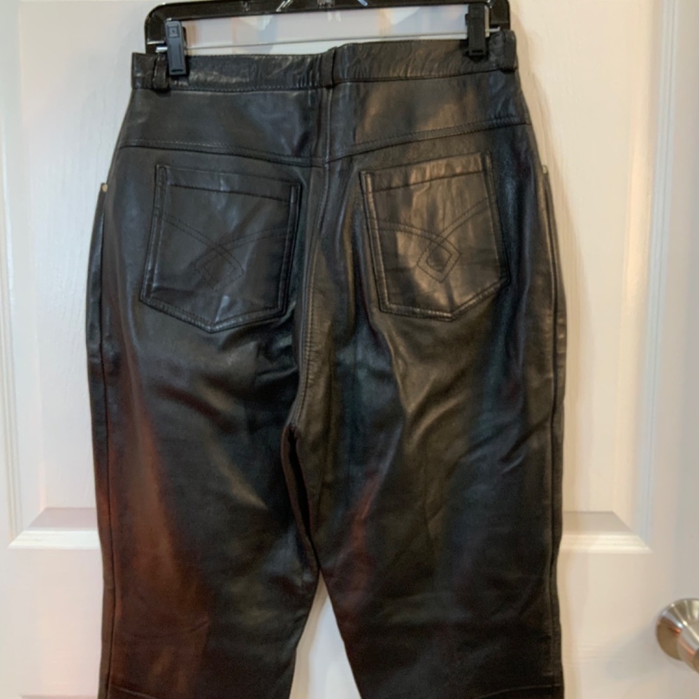 Black Leather Women's Pants - Picture 5 of 7
